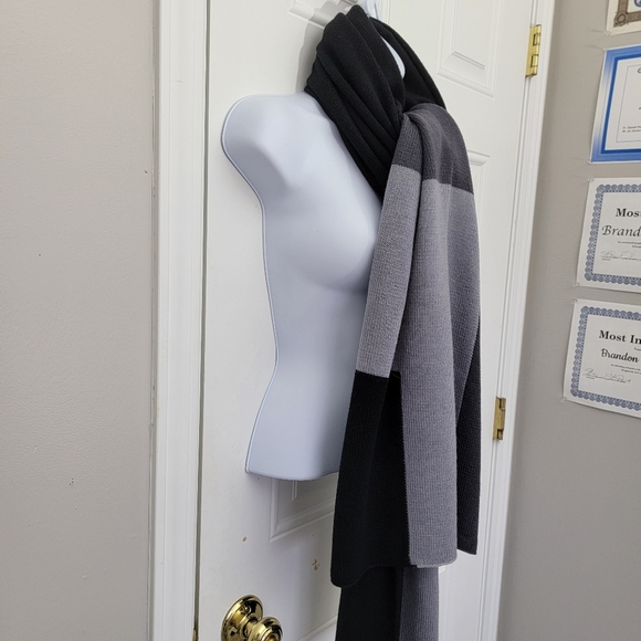 Ann Taylor 100% Extra Fine Merino Wool Colorblock Large Scarf Shawl Wrap - Picture 4 of 6